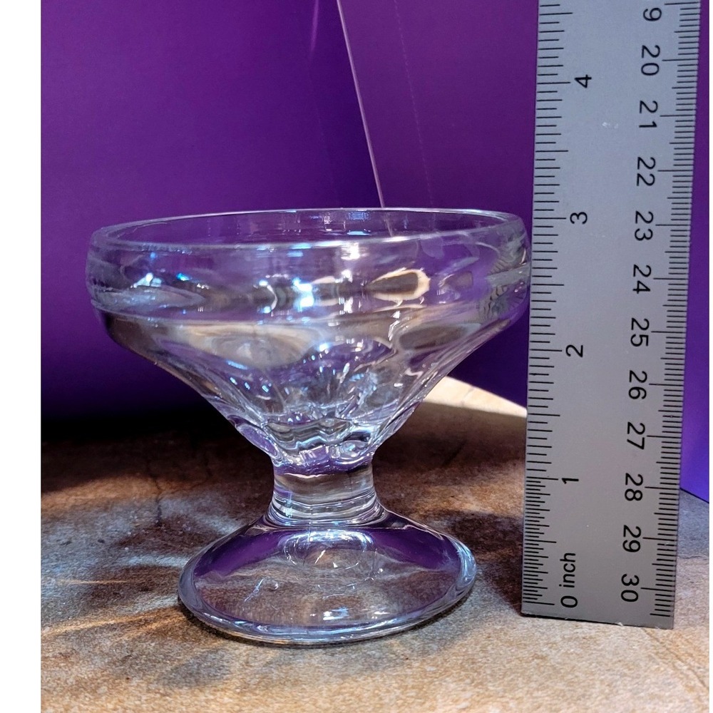 Vintage Style Clear Glass Footed Dessert Bowls Set of 9 Ice Cream Sundae Cups - Picture 2 of 16
